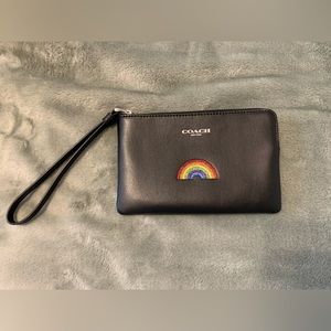 Coach Black Wristlet with Rainbow-NWOT